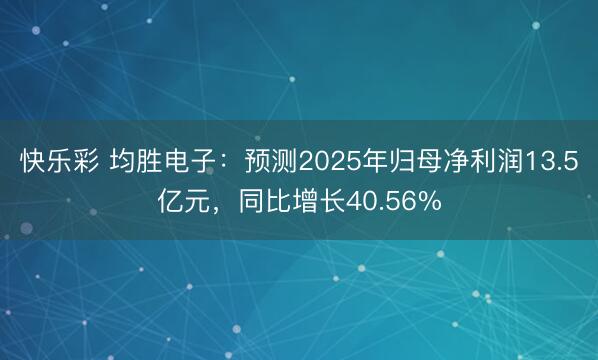 快乐彩 均胜电子：预测2025年归母净利润13.5亿元，同比增长40.56%