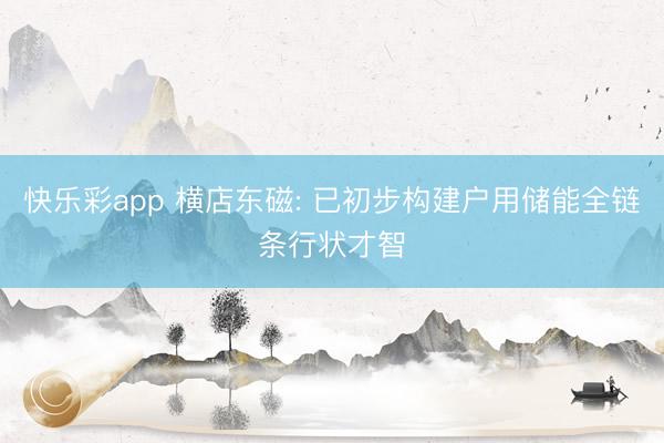 快乐彩app 横店东磁: 已初步构建户用储能全链条行状才智